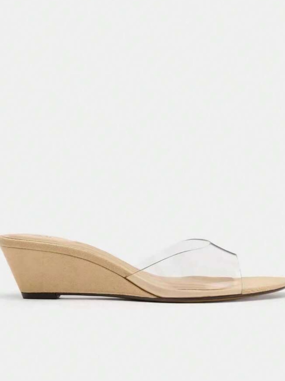 Zara Women’s Clear Strap Tan Suede Wedge Sandal